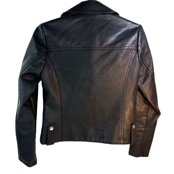 TOPSHOP Fred Faux Leather Biker Jacket Size: 4P Color: Black - Picture 5 of 16